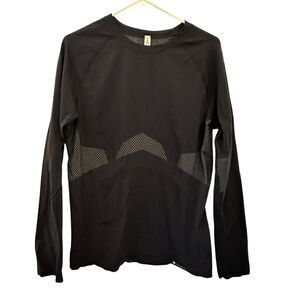 Obermeyer Black Dax Baselayer Stretchy Skiing Long Sleeve Nylon Shirt Size M‎